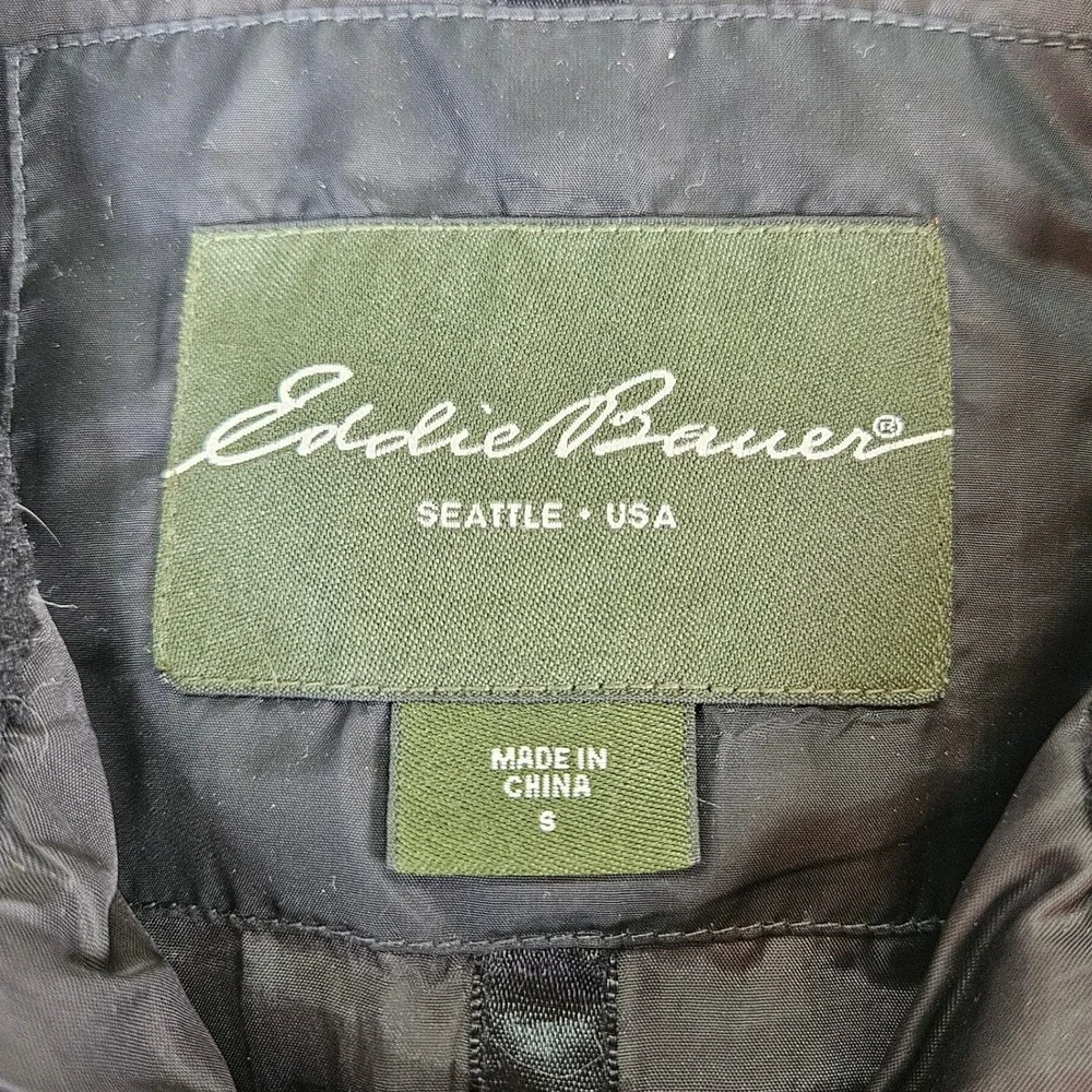 Womens Y2K Eddie Bauer EB550 Goose Down Vest Sz S Black Puffer Sleeveless Jacket